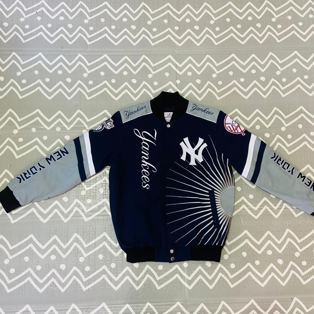 Vintage retro Ny New York Yankees embroidered letterman varsity jacket coat - Picture 2 of 13